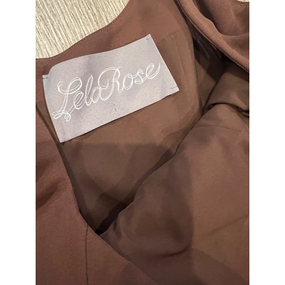 LELA ROSE RUCHED FLUID brown CREPE TANK DRESS size 6 - Picture 7 of 10